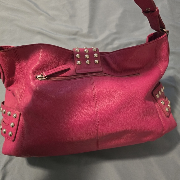 Harley-Davidson Studded Fuschia Leather Shoulder Bag - Picture 3 of 4